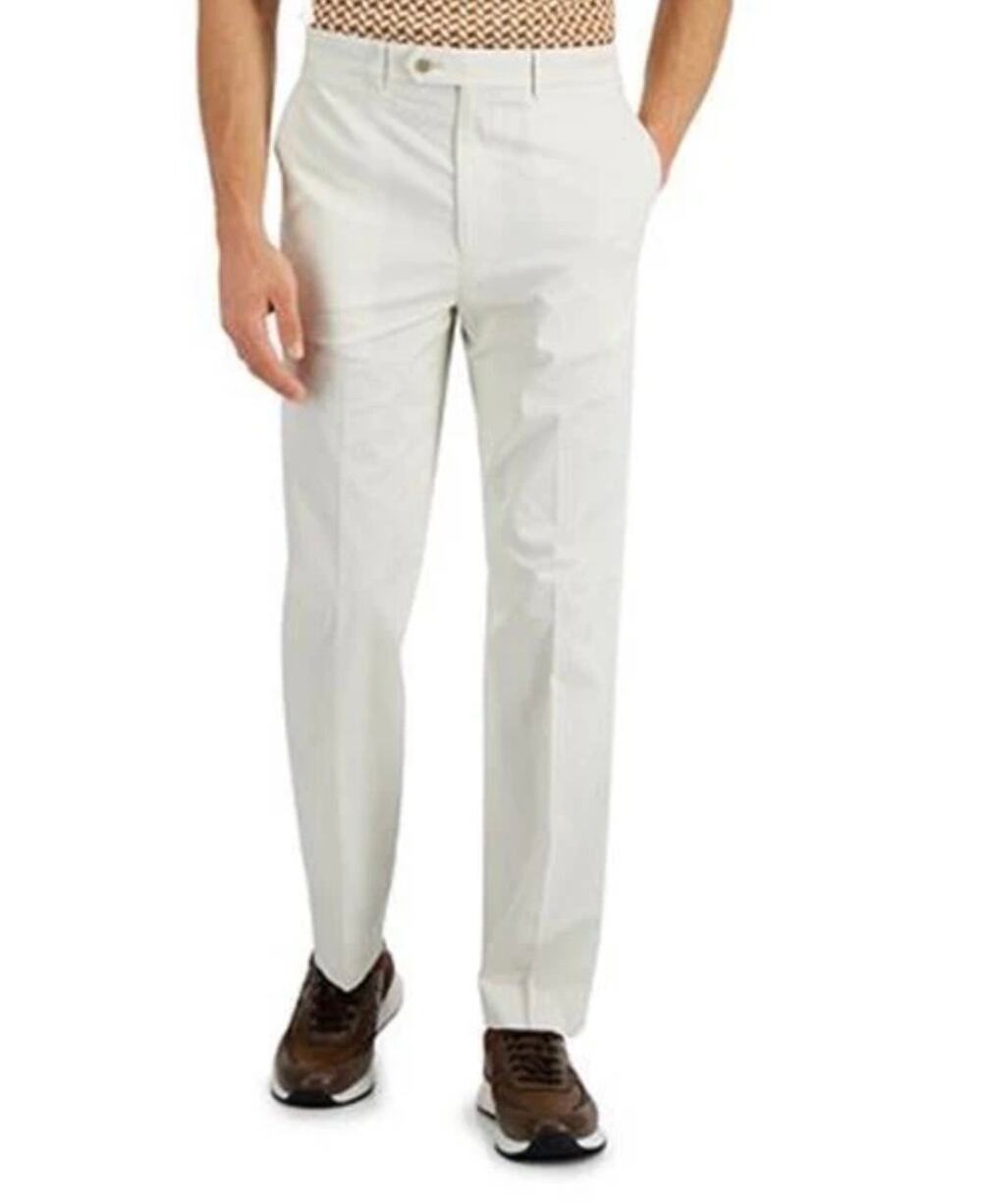 NWT Nautica Modern-Fit Cotton Suit Pants, White/Cream, Men's 41" x 32"